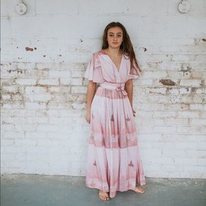 1970s Western vintage mauve maxi dress XXS/XS